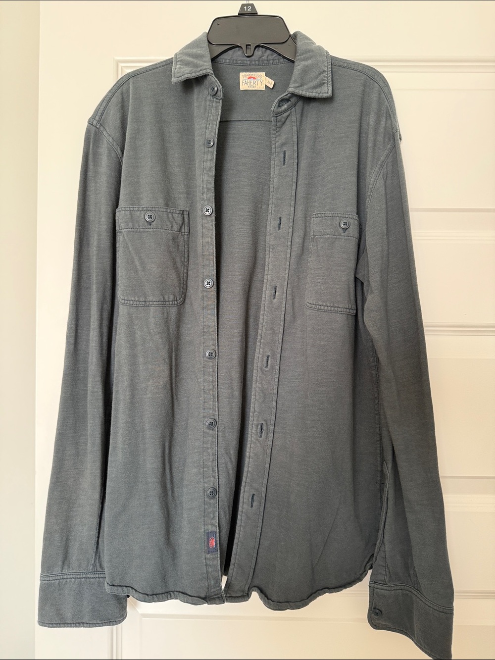 Faherty Gray Button-Front Shirt Jacket